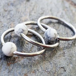 16 Gauge White Turquoise Cartilage Hoop Earring